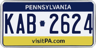 PA license plate KAB2624