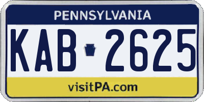 PA license plate KAB2625