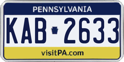 PA license plate KAB2633