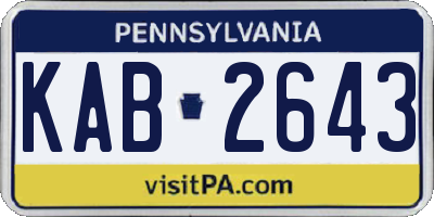 PA license plate KAB2643