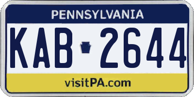PA license plate KAB2644