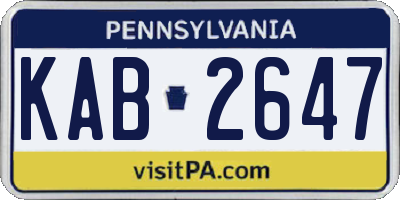 PA license plate KAB2647