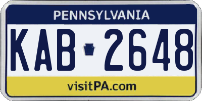 PA license plate KAB2648