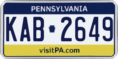 PA license plate KAB2649