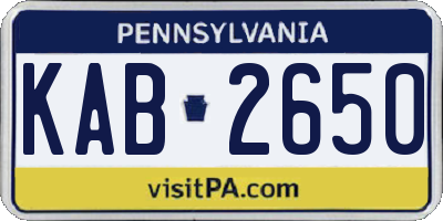 PA license plate KAB2650