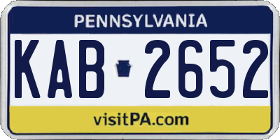 PA license plate KAB2652
