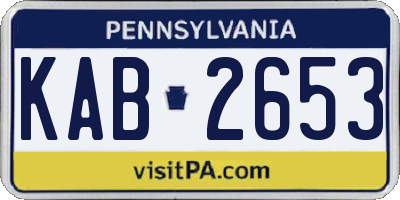 PA license plate KAB2653