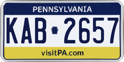 PA license plate KAB2657