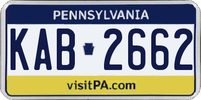PA license plate KAB2662