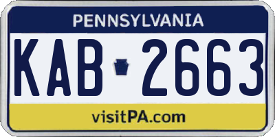 PA license plate KAB2663