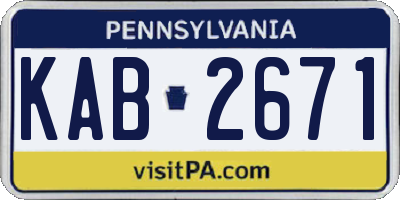 PA license plate KAB2671