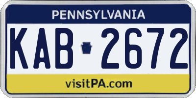 PA license plate KAB2672