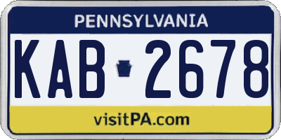 PA license plate KAB2678