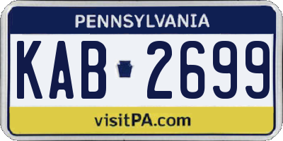 PA license plate KAB2699