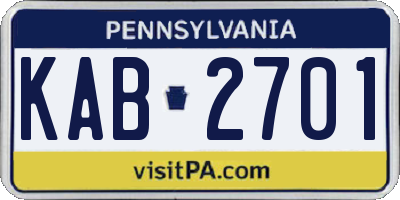 PA license plate KAB2701