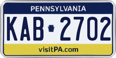 PA license plate KAB2702