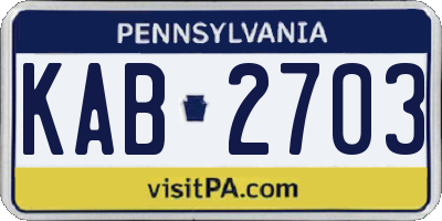 PA license plate KAB2703