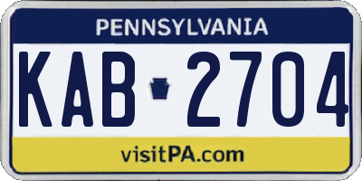 PA license plate KAB2704