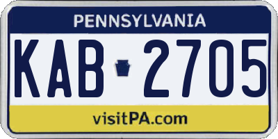 PA license plate KAB2705