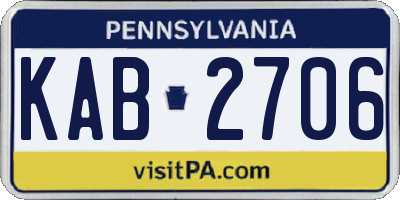 PA license plate KAB2706