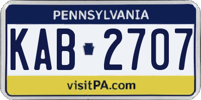 PA license plate KAB2707