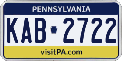 PA license plate KAB2722