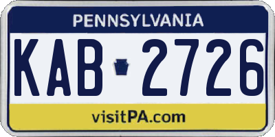 PA license plate KAB2726