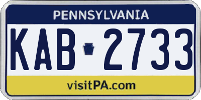 PA license plate KAB2733