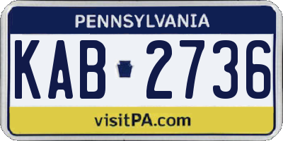PA license plate KAB2736