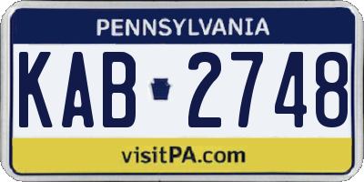 PA license plate KAB2748