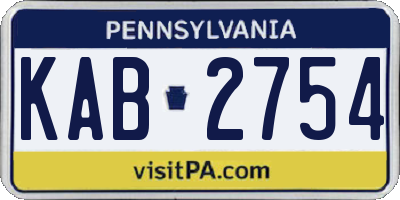 PA license plate KAB2754