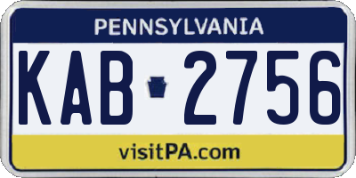 PA license plate KAB2756