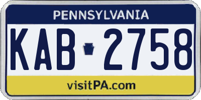 PA license plate KAB2758