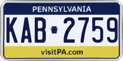 PA license plate KAB2759