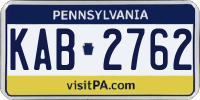 PA license plate KAB2762