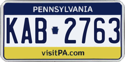 PA license plate KAB2763