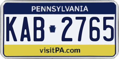 PA license plate KAB2765