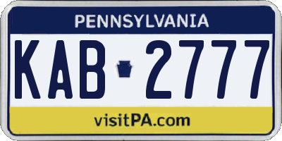 PA license plate KAB2777