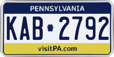 PA license plate KAB2792