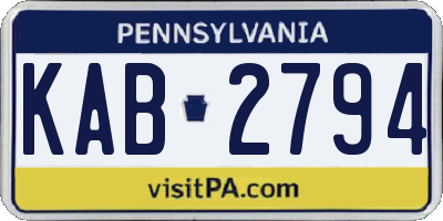 PA license plate KAB2794