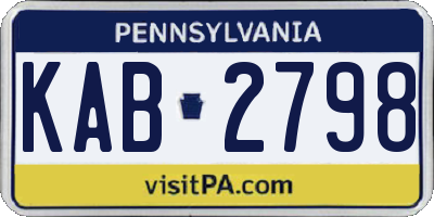 PA license plate KAB2798