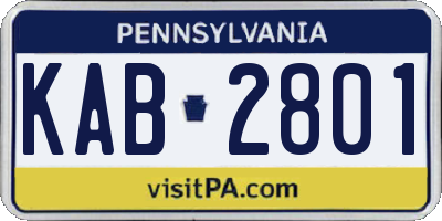 PA license plate KAB2801
