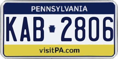 PA license plate KAB2806