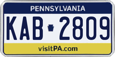 PA license plate KAB2809