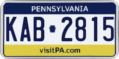 PA license plate KAB2815