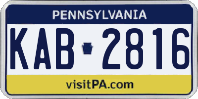 PA license plate KAB2816
