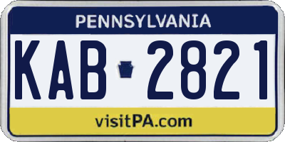 PA license plate KAB2821