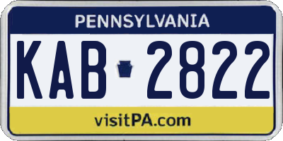PA license plate KAB2822