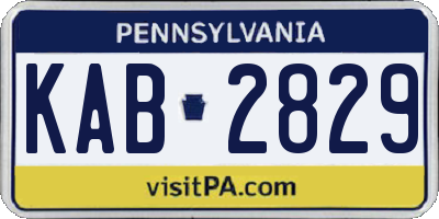 PA license plate KAB2829