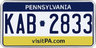 PA license plate KAB2833